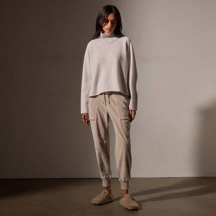 Recycled Cashmere Funnel Neck in Pearl | James Perse Los Angeles