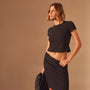 Brushed Jersey Cropped Tee in Black | James Perse Los Angeles