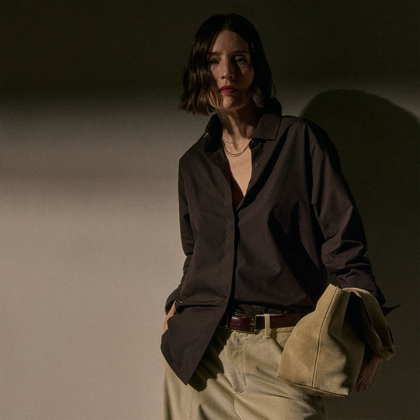 Suede Tote Bag in Sand | James Perse Los Angeles