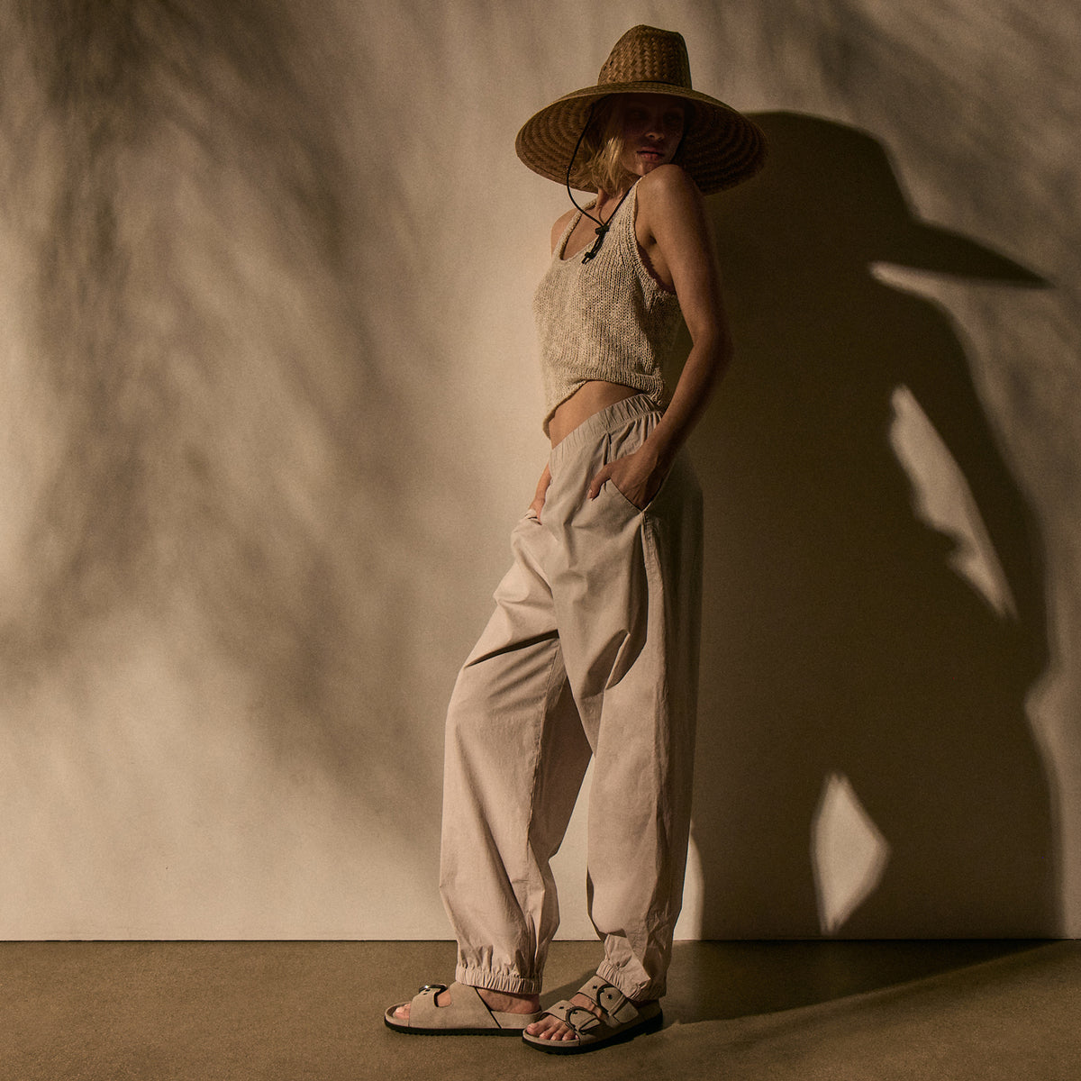 Stretch Poplin Parachute Pant in Salt Pigment | James Perse Los Angeles