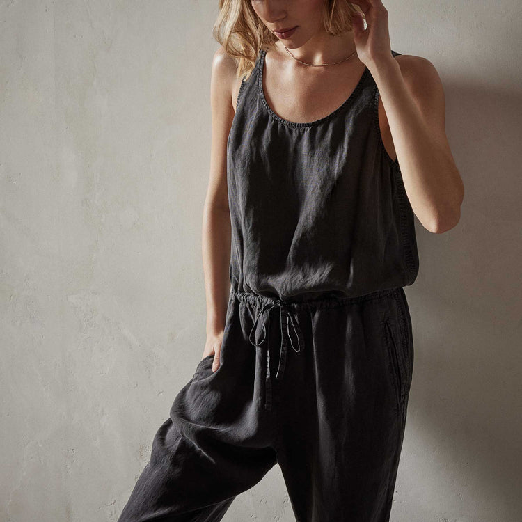 Sleeveless Linen Blend Jumpsuit in Magma Pigment | James Perse Los Angeles