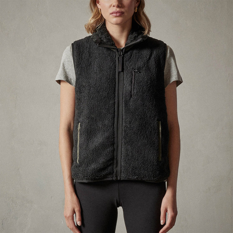 Side Zip Sherpa Vest in Black | James Perse Los Angeles
