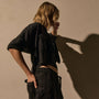 Pocket Cropped Shirt in Black | James Perse Los Angeles