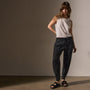 Linen Mixed Media Pant in Black | James Perse Los Angeles