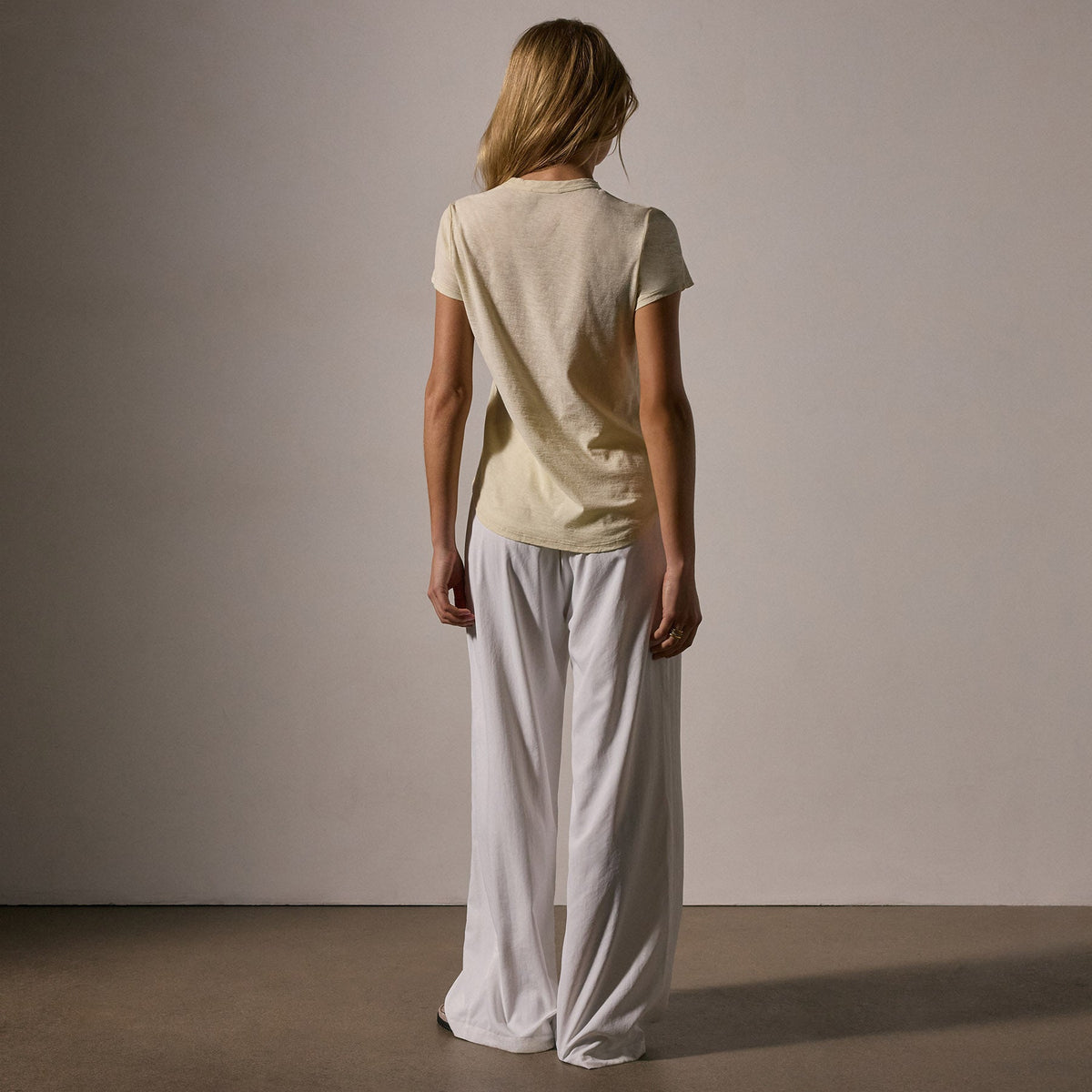 Sheer Slub Crew Neck Tee in Naples Yellow | James Perse Los Angeles