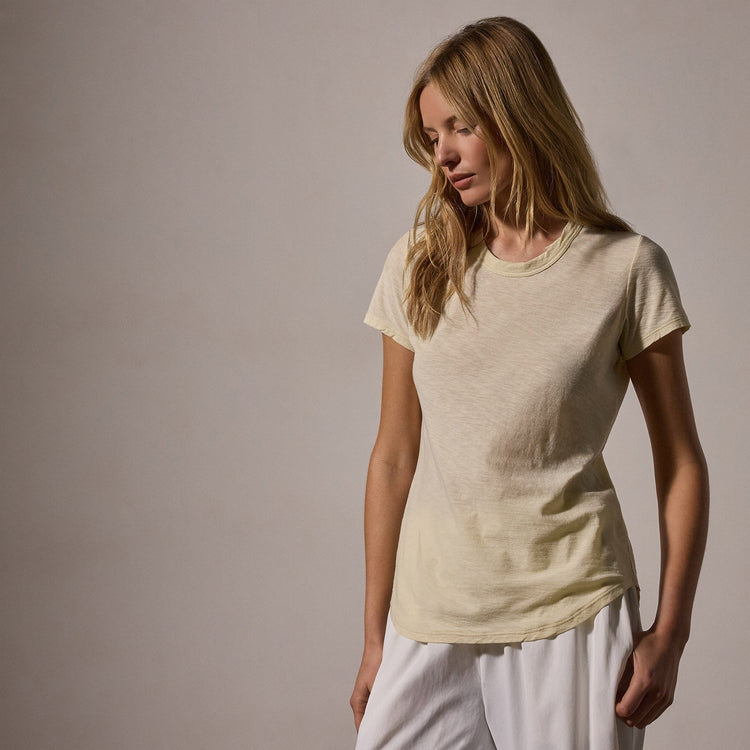 Sheer Slub Crew Neck Tee in Naples Yellow | James Perse Los Angeles