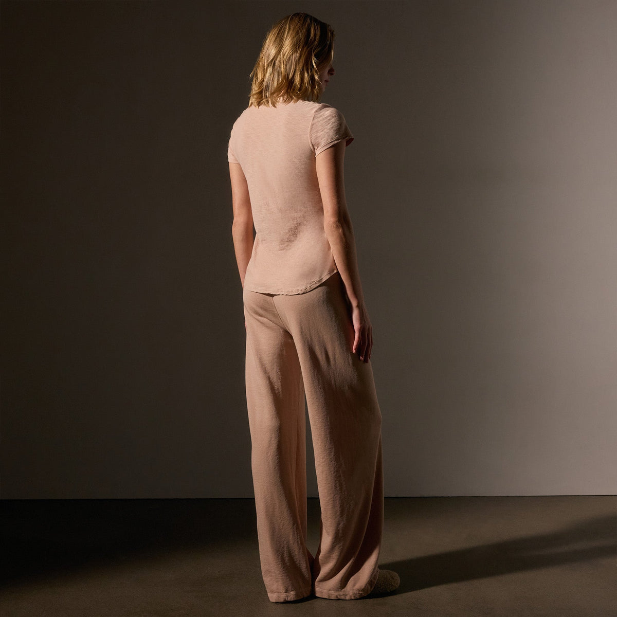 Sheer Slub Crew Neck Tee  in Rose Nude | James Perse Los Angeles