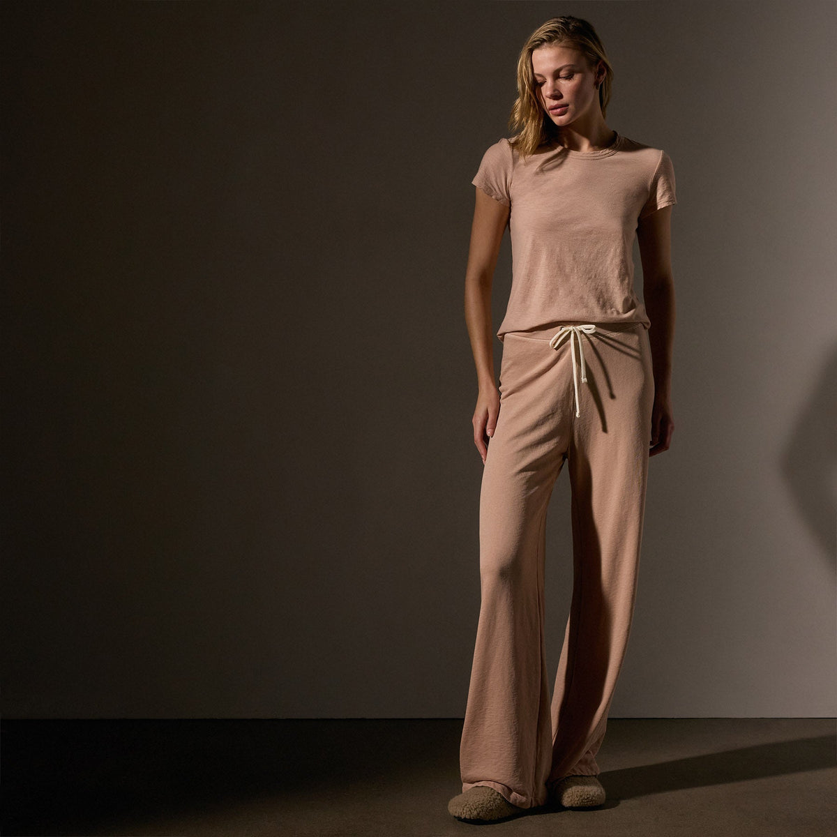 Sheer Slub Crew Neck Tee  in Rose Nude | James Perse Los Angeles