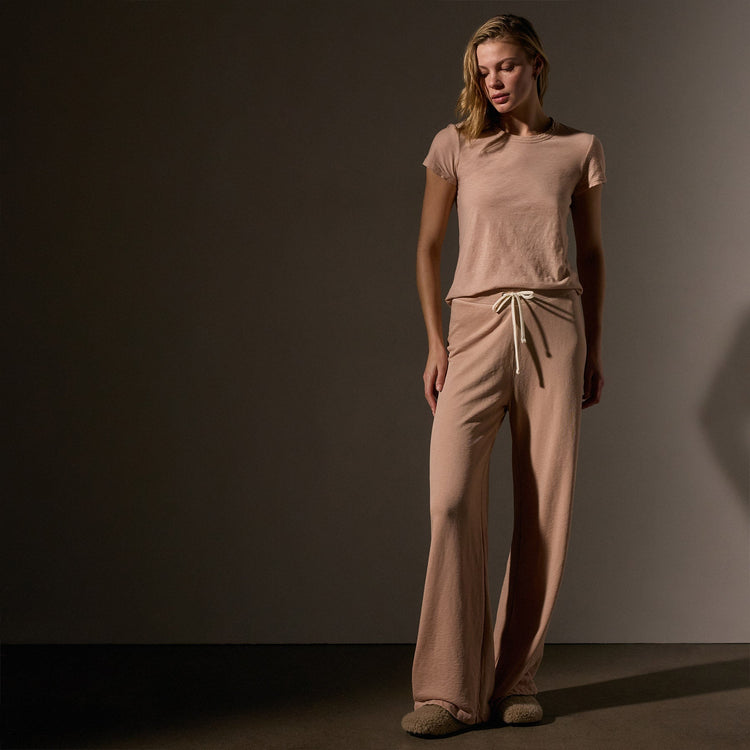 Sheer Slub Crew Neck Tee  in Rose Nude | James Perse Los Angeles