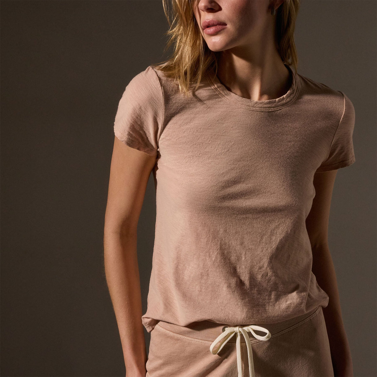 Sheer Slub Crew Neck Tee  in Rose Nude | James Perse Los Angeles