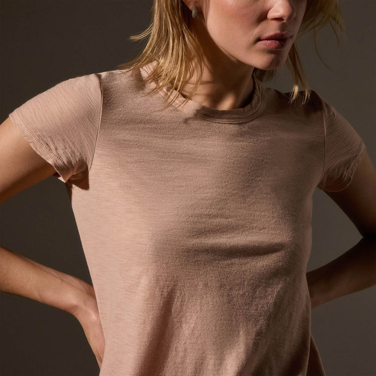 Sheer Slub Crew Neck Tee  in Rose Nude | James Perse Los Angeles