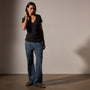 Sheer Slub Casual V Neck in Black | James Perse Los Angeles