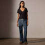 Sheer Slub Casual V Neck in Black | James Perse Los Angeles