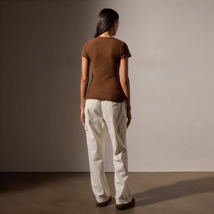 Sheer Slub Casual V Neck in Light Roast | James Perse Los Angeles
