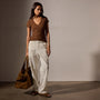 Sheer Slub Casual V Neck in Light Roast | James Perse Los Angeles