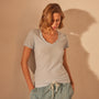 Sheer Slub Casual V Neck in Open Sky | James Perse Los Angeles
