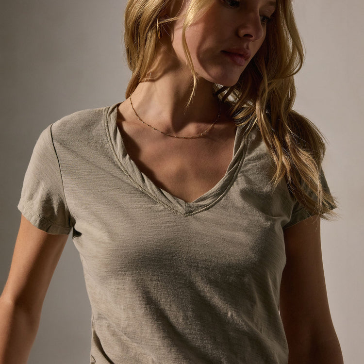 Sheer Slub Casual V Neck in Overcast | James Perse Los Angeles