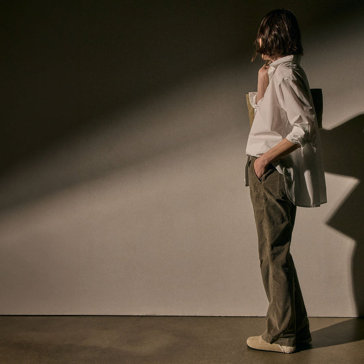 Stretch Cord Wide Leg Pant in Caribou Pigment | James Perse Los Angeles