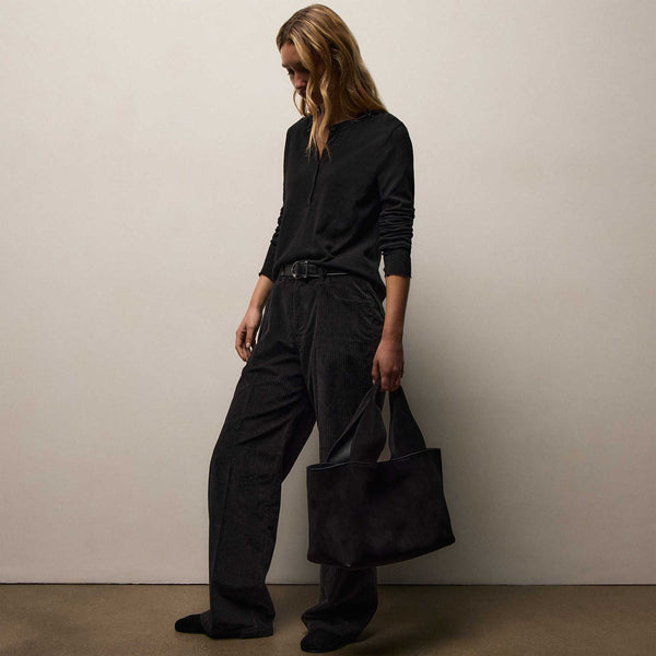 Corduroy Straight Leg Pant In Black | James Perse Los Angeles