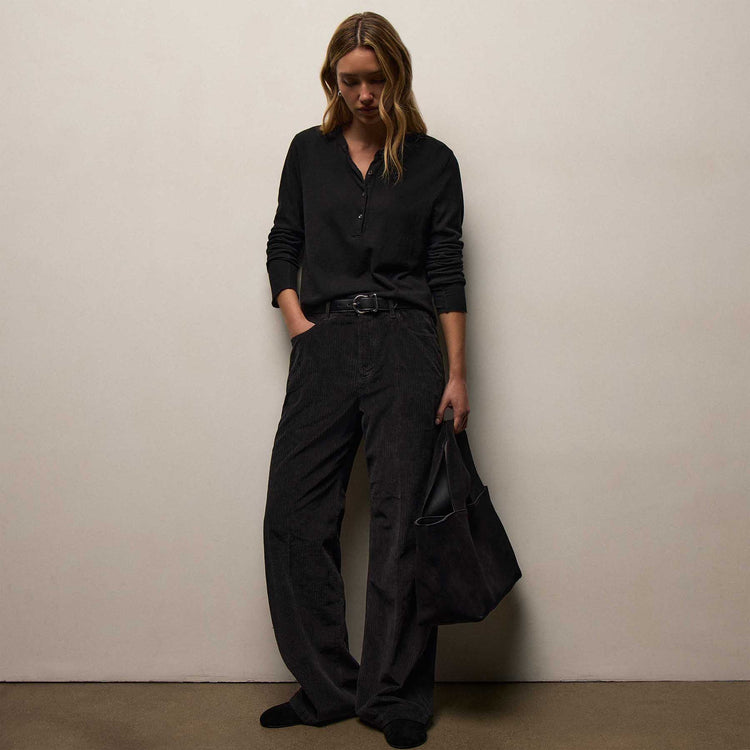 Corduroy Straight Leg Pant In Black | James Perse Los Angeles