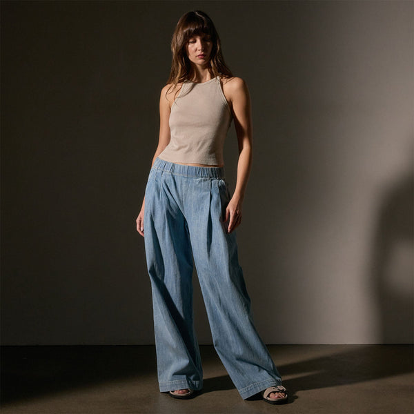 Cotton Cshmr Ribbed Rcr Bck Tank in Salt | James Perse Los Angeles