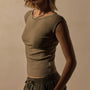 Cotton Cshmr Ribbed Boatneck Top in Overcast | James Perse Los Angeles