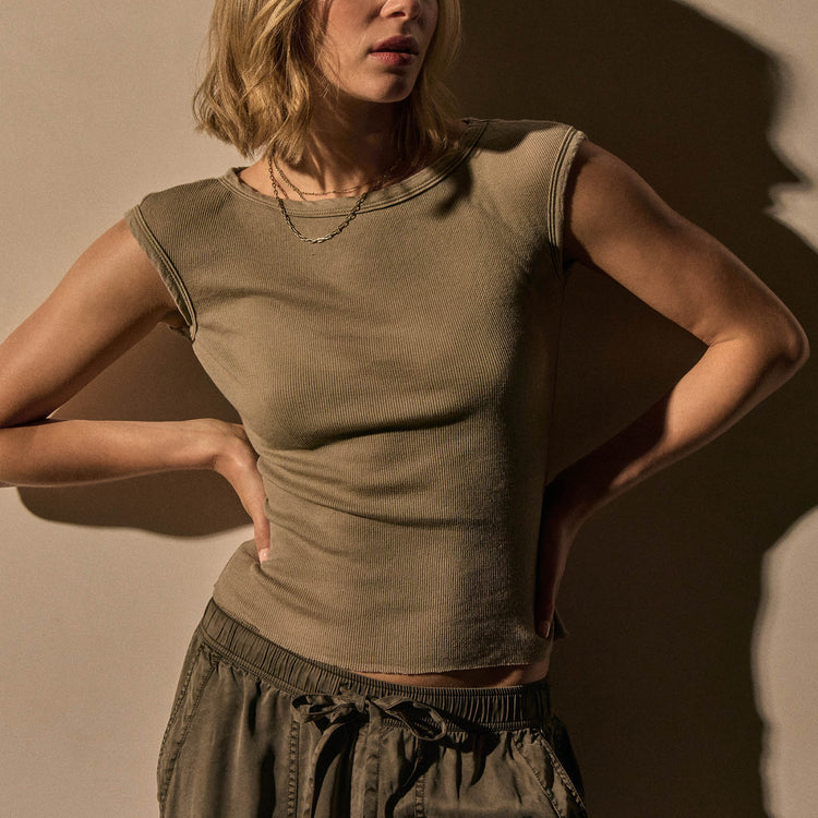 Cotton Cshmr Ribbed Boatneck Top in Overcast | James Perse Los Angeles