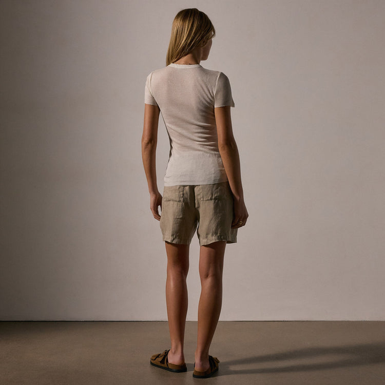 Cotton Cashmere Blend Ribbed Crew in Ivory | James Perse Los Angeles