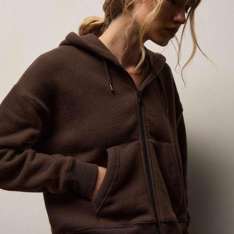 Cozy Fleece Zip Hoodie in Porcupine | James Perse Los Angeles