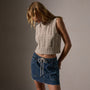 Cotton Linen Cable Knit Vest in Natural | James Perse Los Angeles