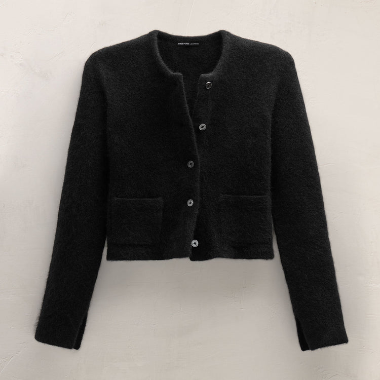 Wool Alpaca Button Front Jacket in Black | James Perse Los Angeles