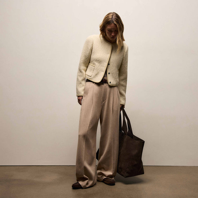 Tweed Button Front Jacket In Ivory | James Perse Los Angeles