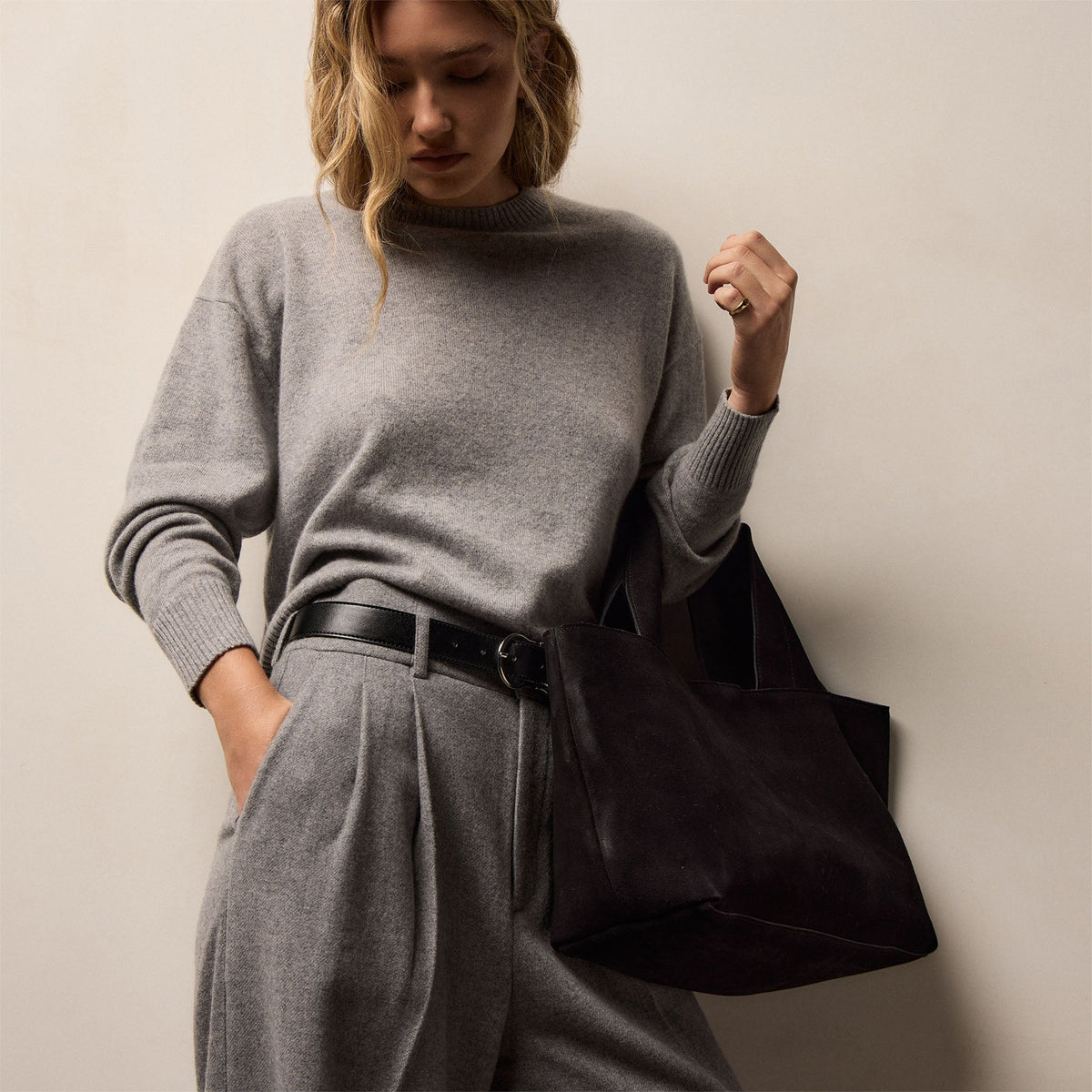 Wool Cashmere Flannel Pant in Heather Grey | James Perse Los Angeles