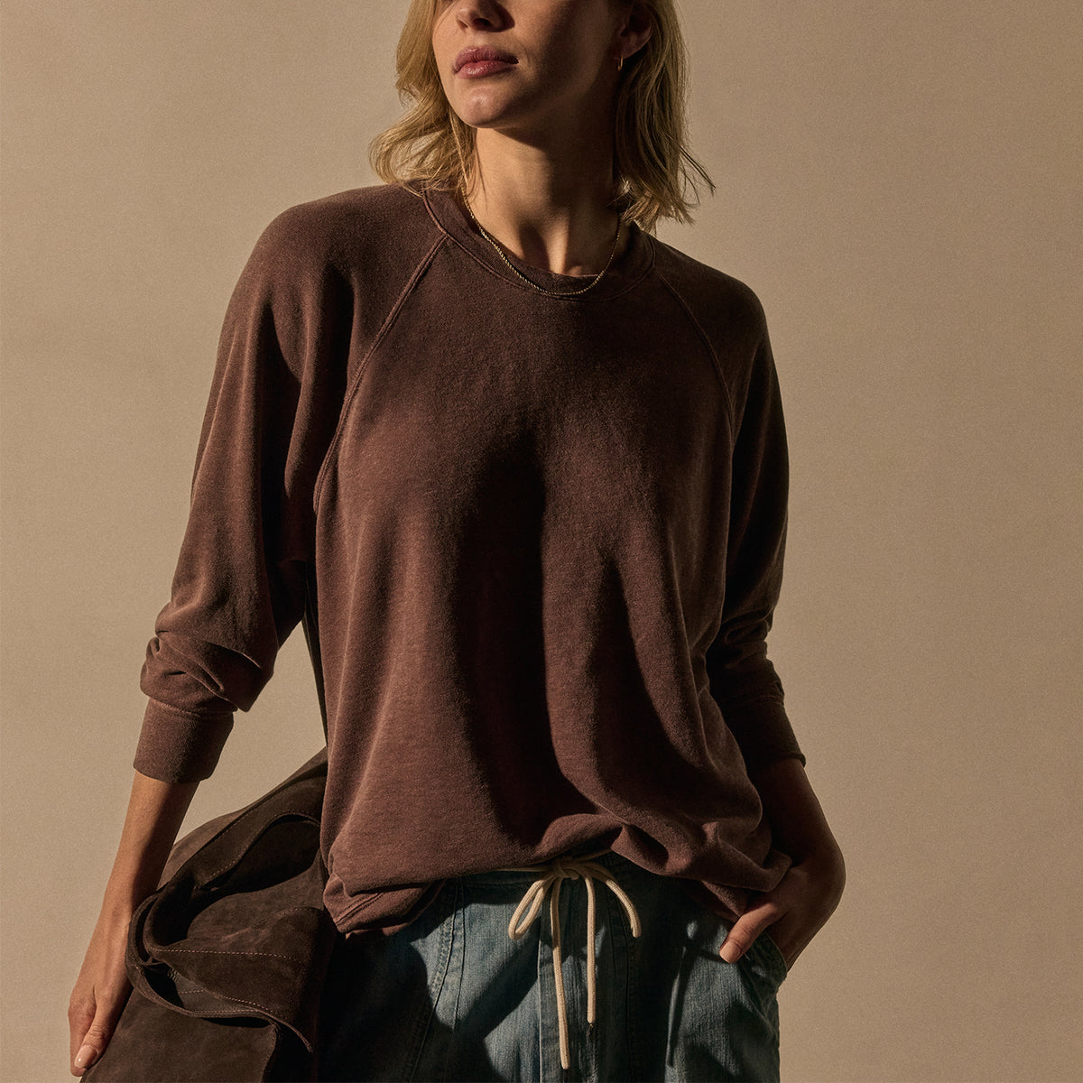 Vintage French Terry Relaxed Sweatshirt in Cedar Pigment | James Perse Los Angeles