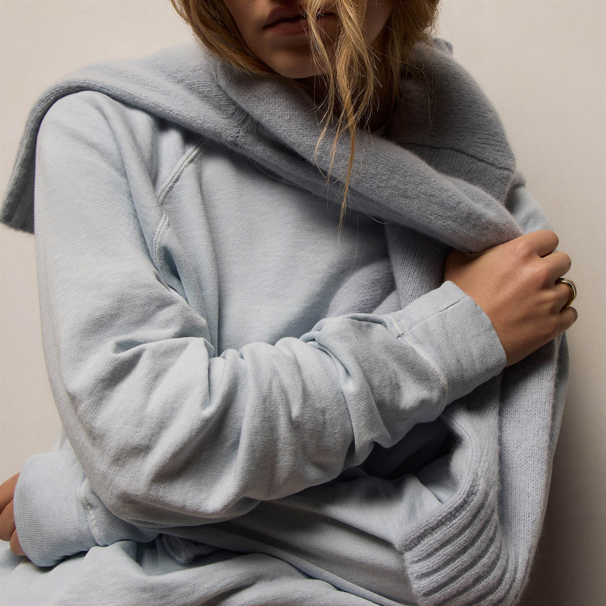 Vintage French Terry Relaxed Sweatshirt in Memory Pigment | James Perse Los Angeles