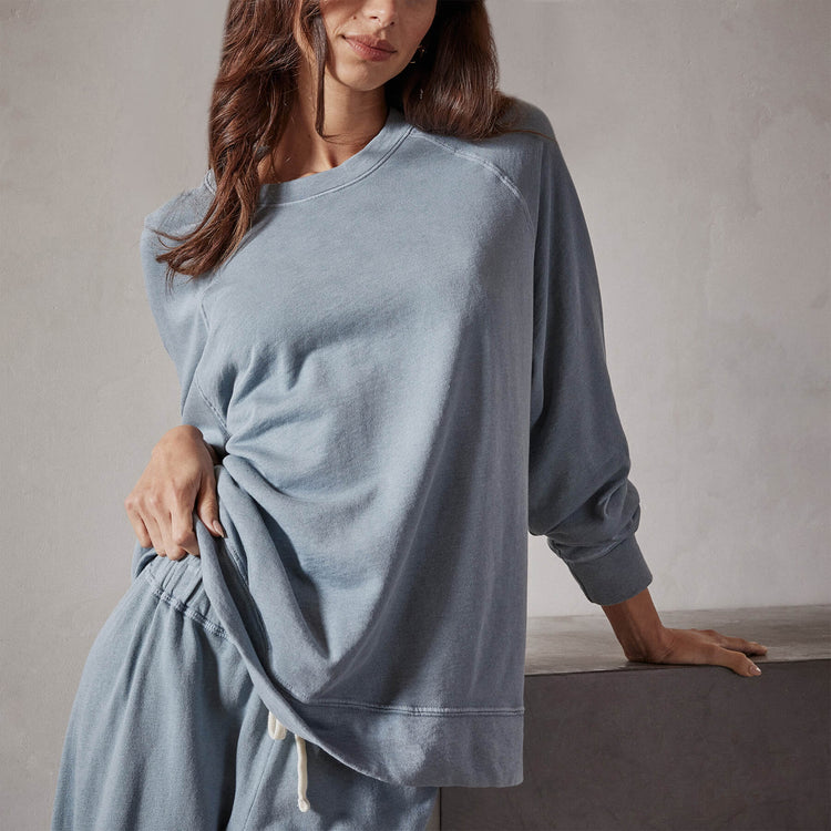 Vintage French Terry Relaxed Sweatshirt in Ocean Mist Pigment | James Perse Los Angeles