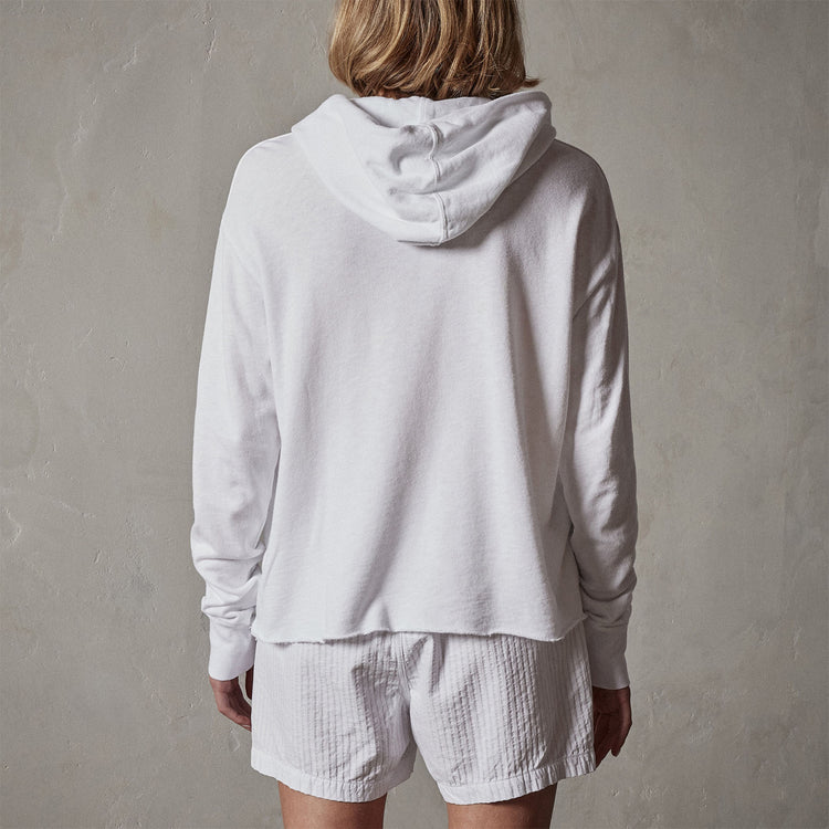 Hooded Sweat Top in White | James Perse Los Angeles