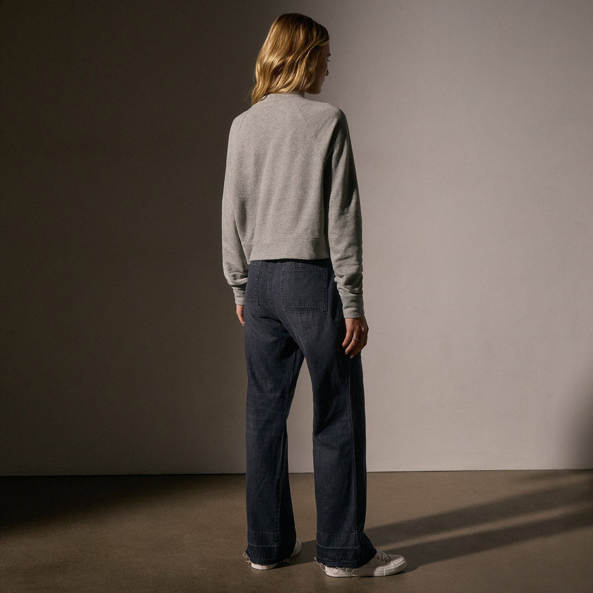 French Terry Cropped Mock Neck  in Heather Grey | James Perse Los Angeles