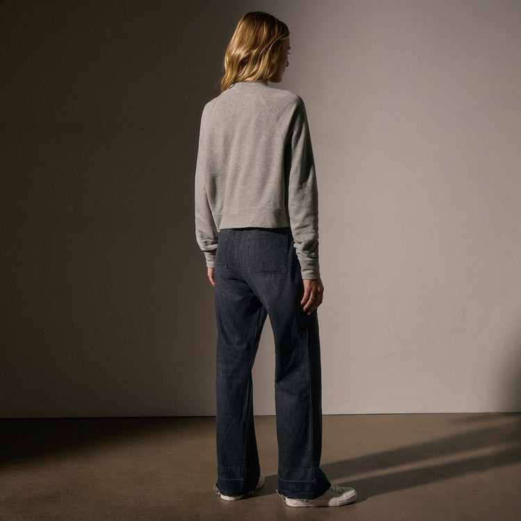 French Terry Cropped Mock Neck  in Heather Grey | James Perse Los Angeles