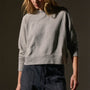 French Terry Cropped Mock Neck  in Heather Grey | James Perse Los Angeles