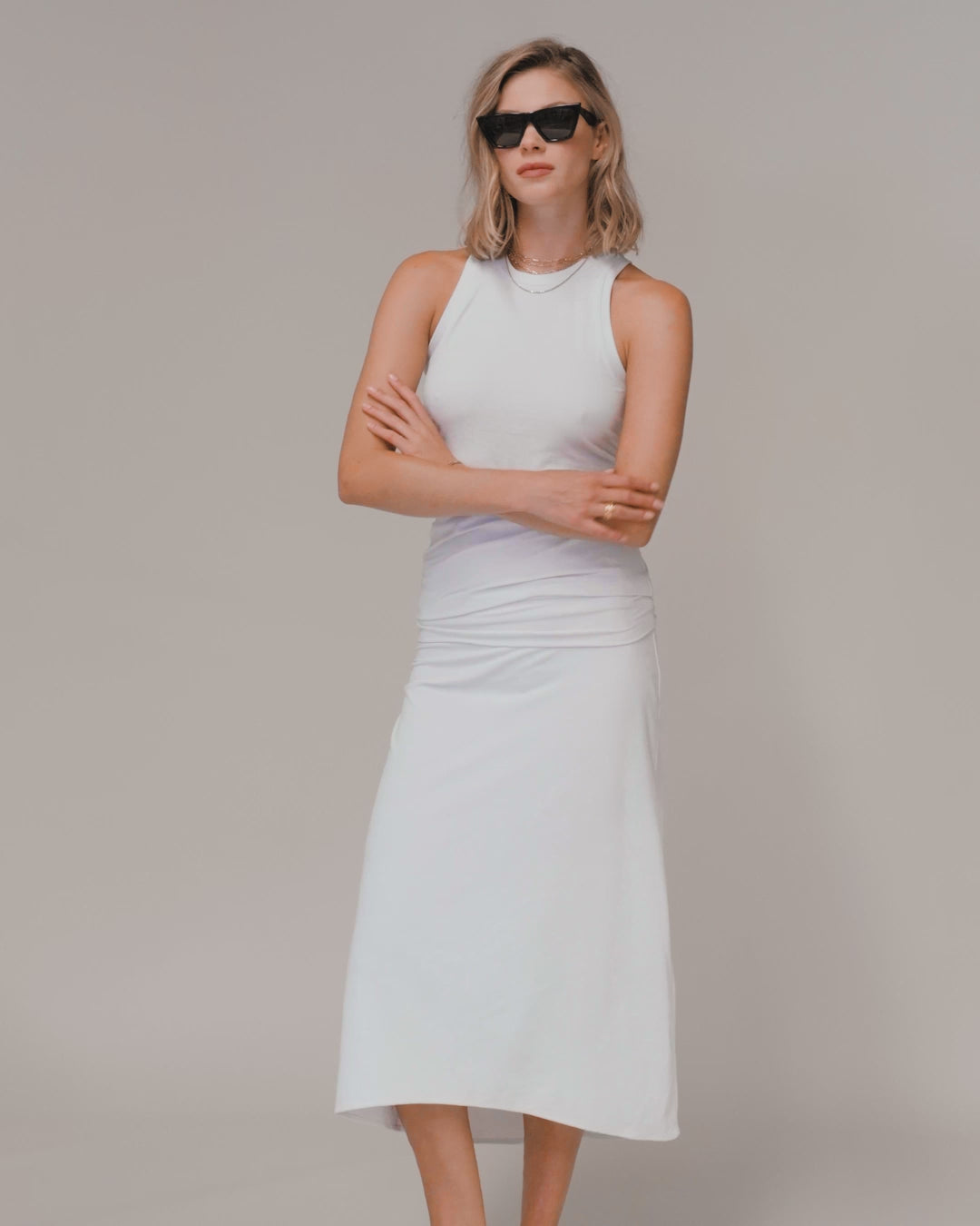 Velvet High Low Skirt in Talc | James Perse Los Angeles