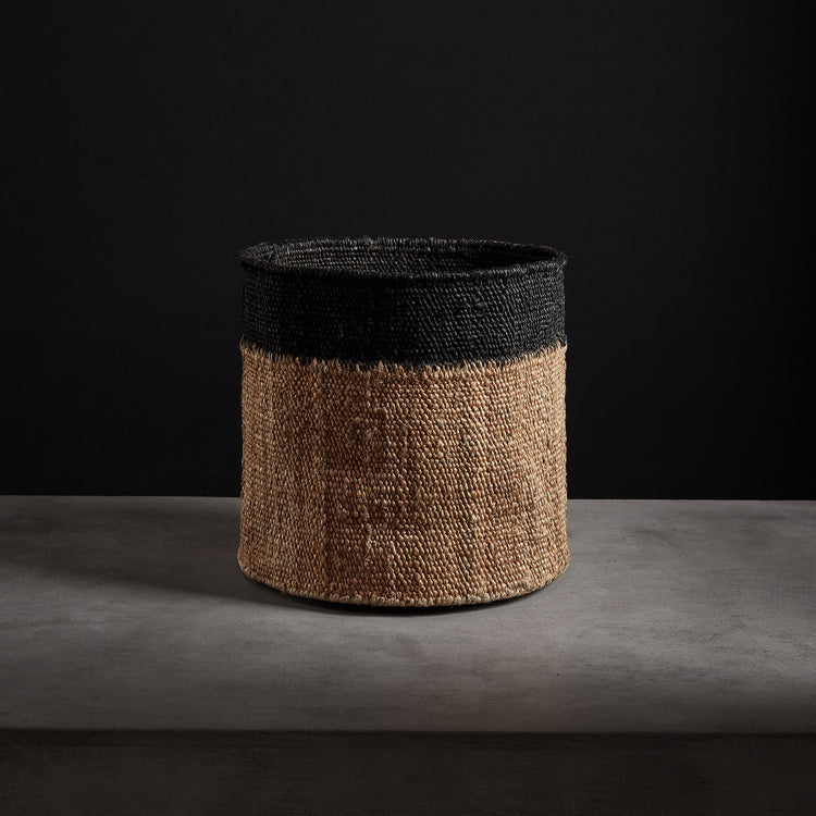 Tipped Jute Basket 15 X 14 - Natural/Black | James Perse Los Angeles