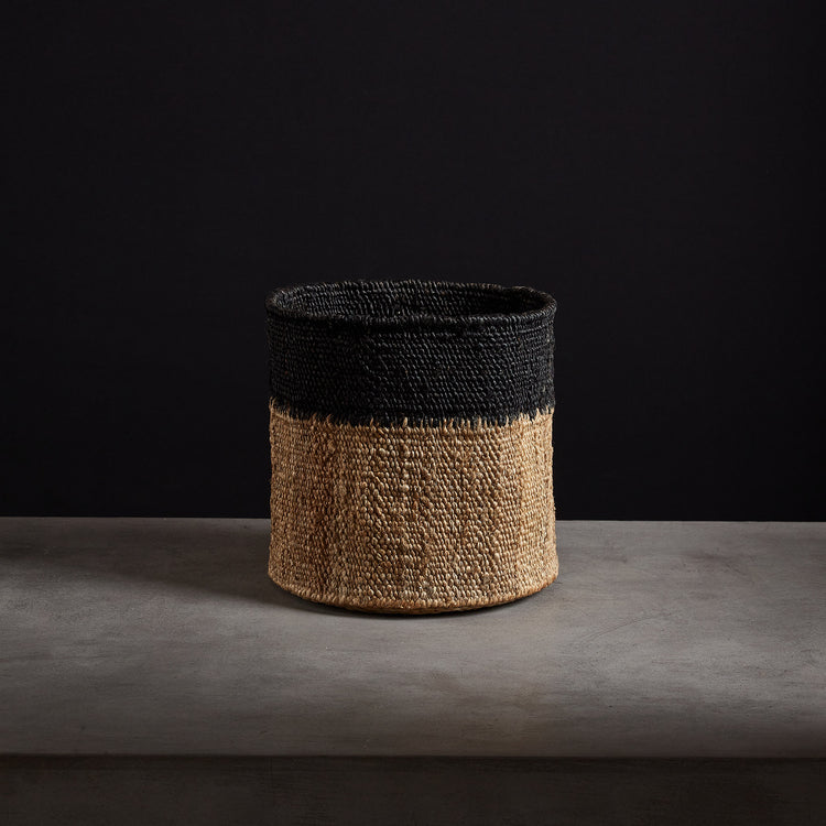 Tipped Jute Basket 12 X 12 - Natural/Black | James Perse Los Angeles