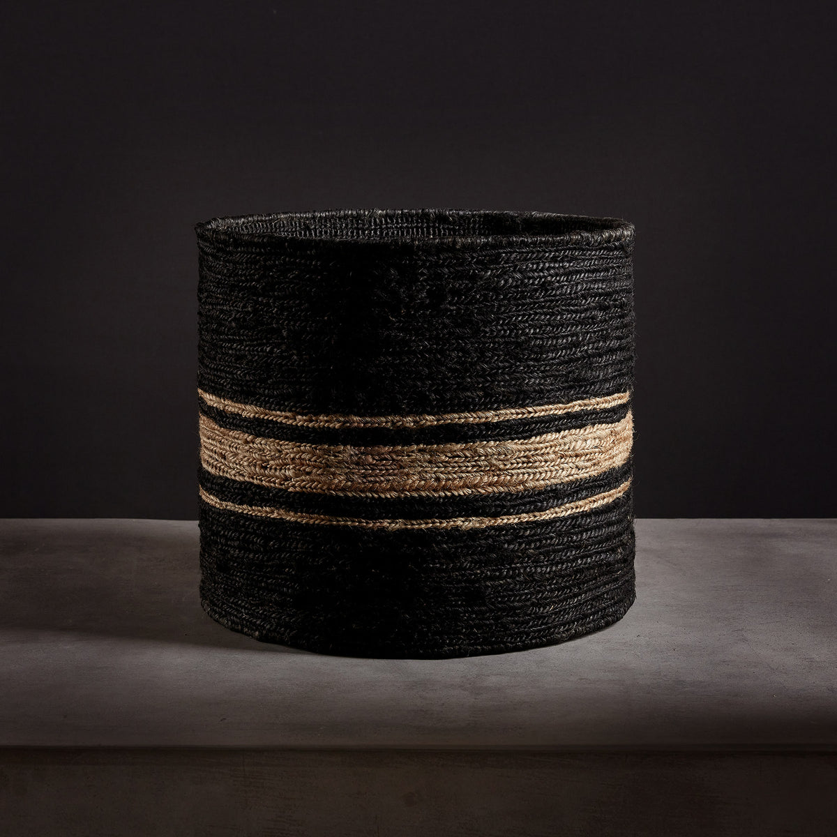 Jute Basket 18 X 16 - Charcoal/Natural Stripe | James Perse Los Angeles