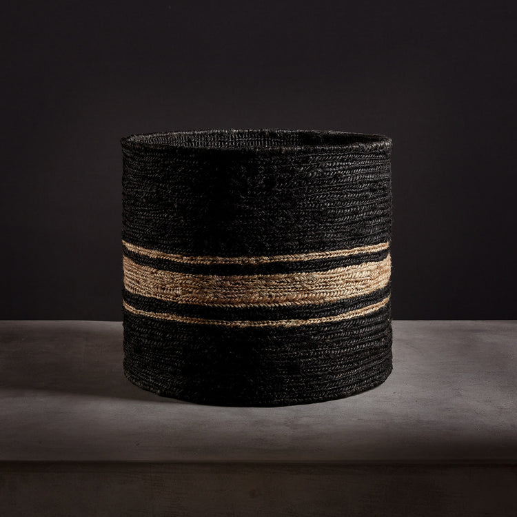 Jute Basket 18 X 16 - Charcoal/Natural Stripe | James Perse Los Angeles