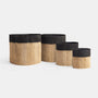 Tipped Jute Basket 12 X 12 - Natural/Black | James Perse Los Angeles