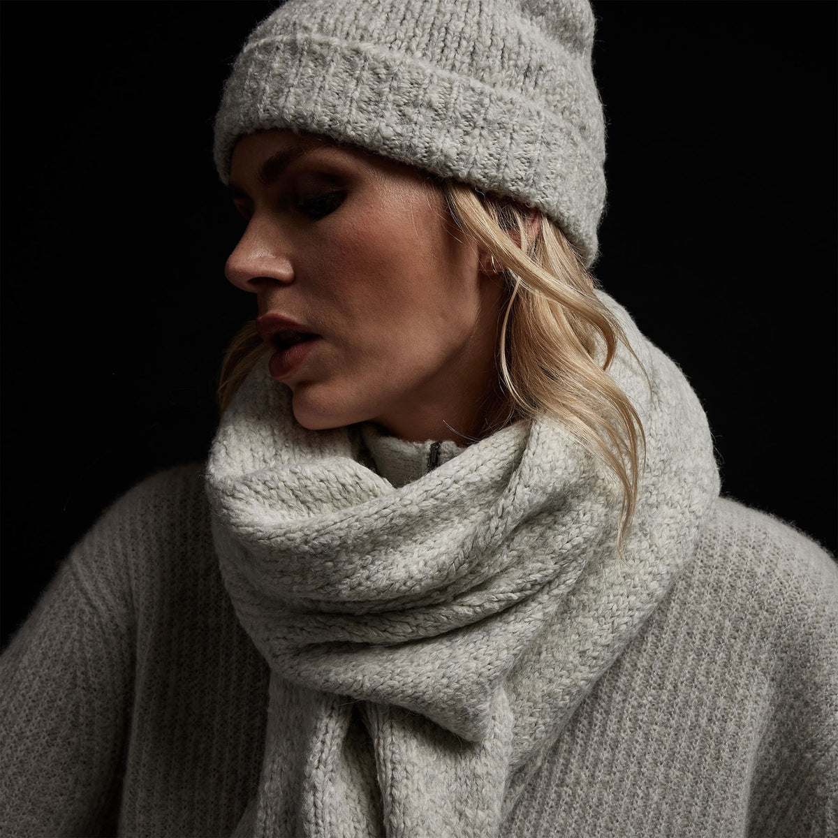Alpaca Merino Knit Scarf in Mist | James Perse Los Angeles