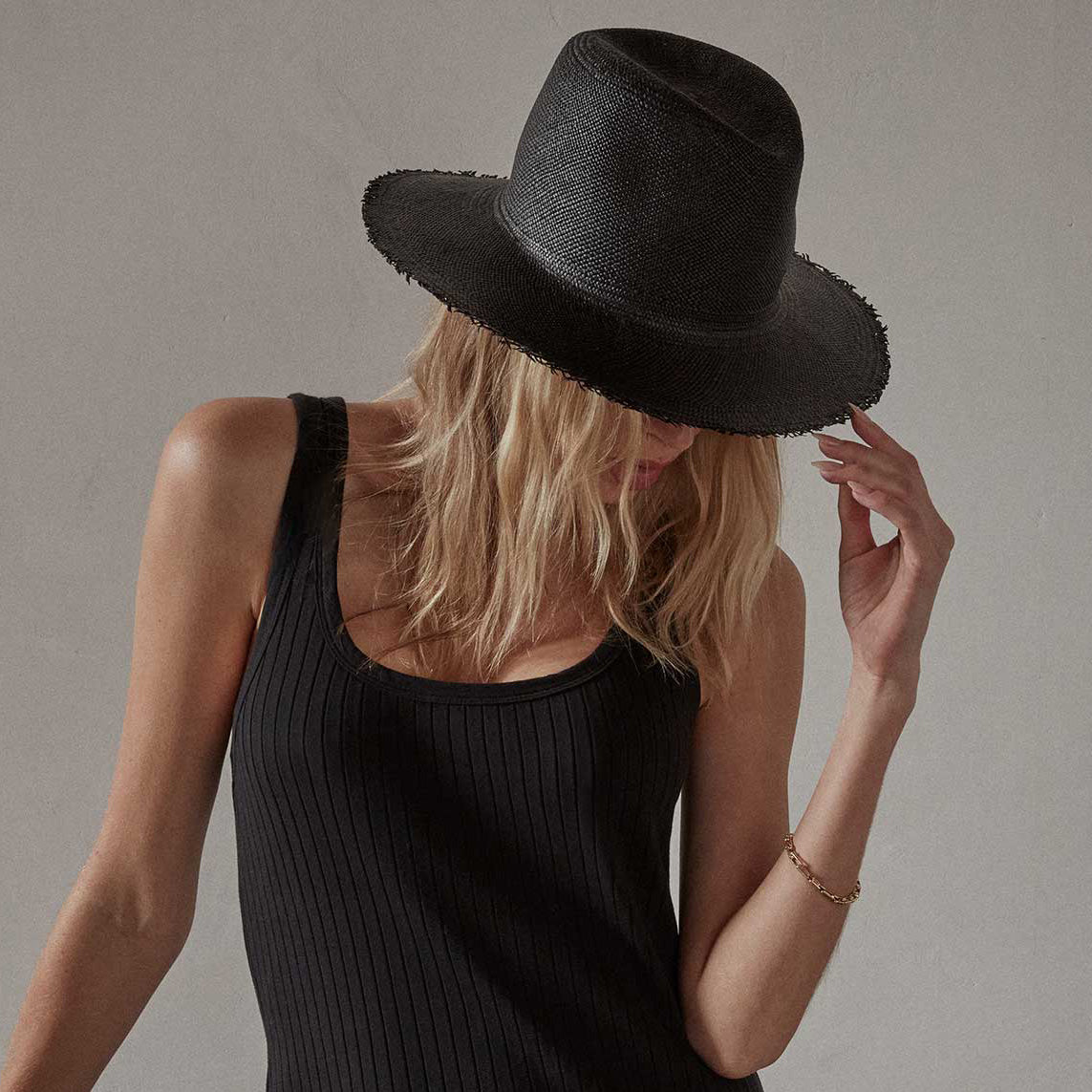Fringed Continental Hat In Black | James Perse Los Angeles