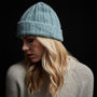 Textured Cashmere Beanie in Aqua | James Perse Los Angeles