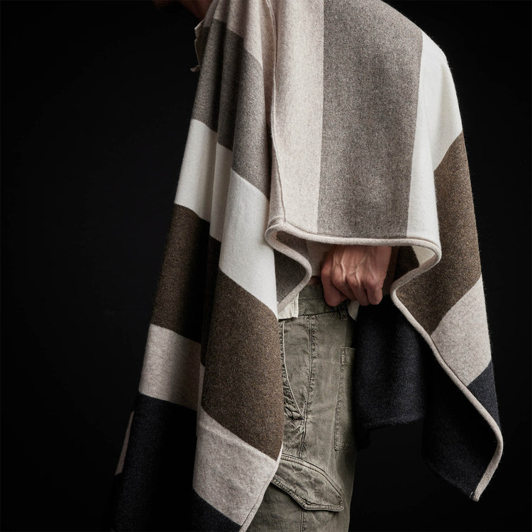 Cashmere Multi Striped Poncho in Beige Mix | James Perse Los Angeles / Mens